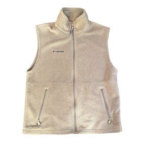 Columbia Sportswear Fleece Vest Beige Tan Full Zip WM1480 Mens Medium M